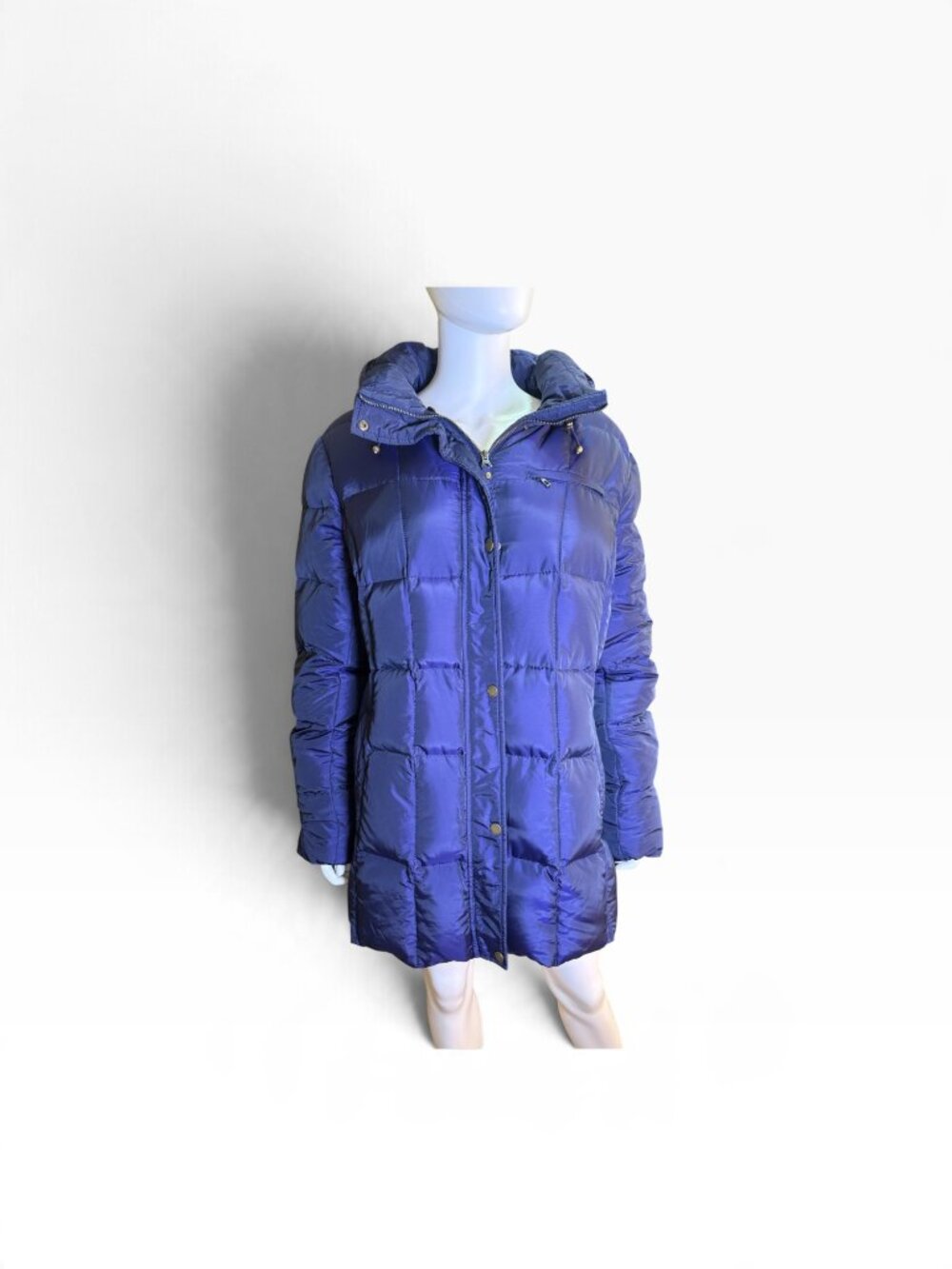 Lands End Womens Quilted Down Puffer Coat XL 18-20 Purple Hooded Winter Jacket